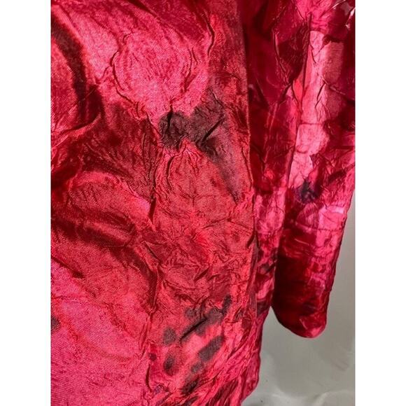 Tahari ASL Crinkled Floral Red Midi Belted Cotton Dress Size 8 MSRP $170 - Picture 6 of 10